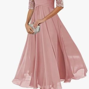 Elegant Pink Lace Dress